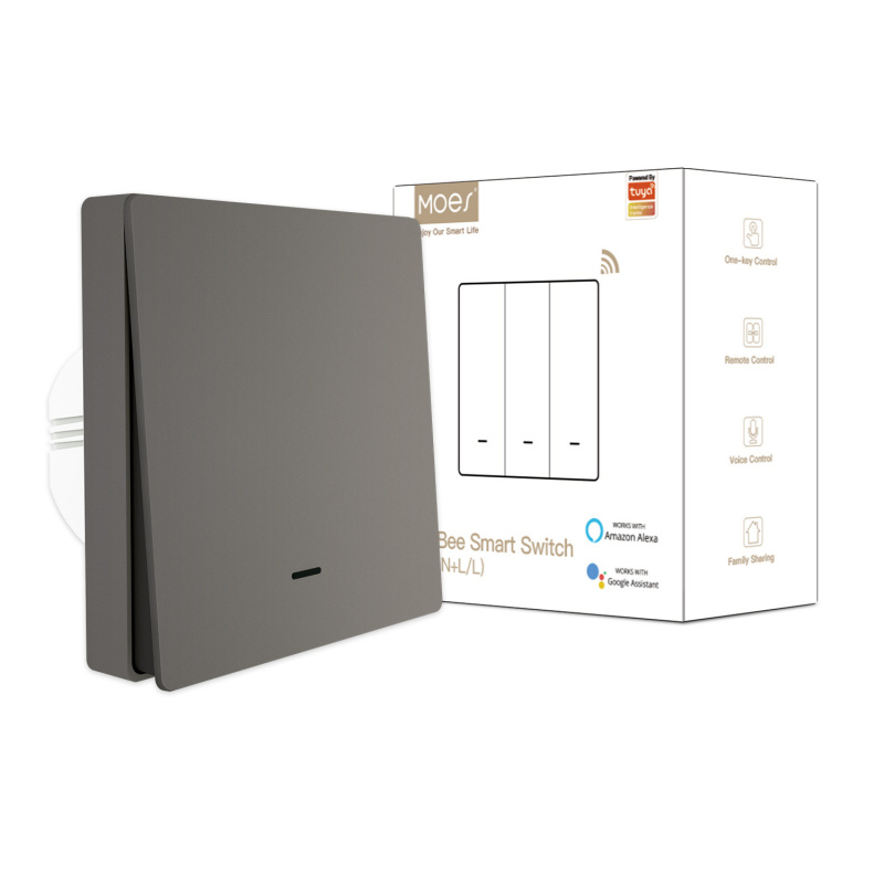 Smart Home Moes - MOES Tuya ZigBee スマートボタン壁スイッチ アプリリモートコントロール シングル/ニュートラル配線対応