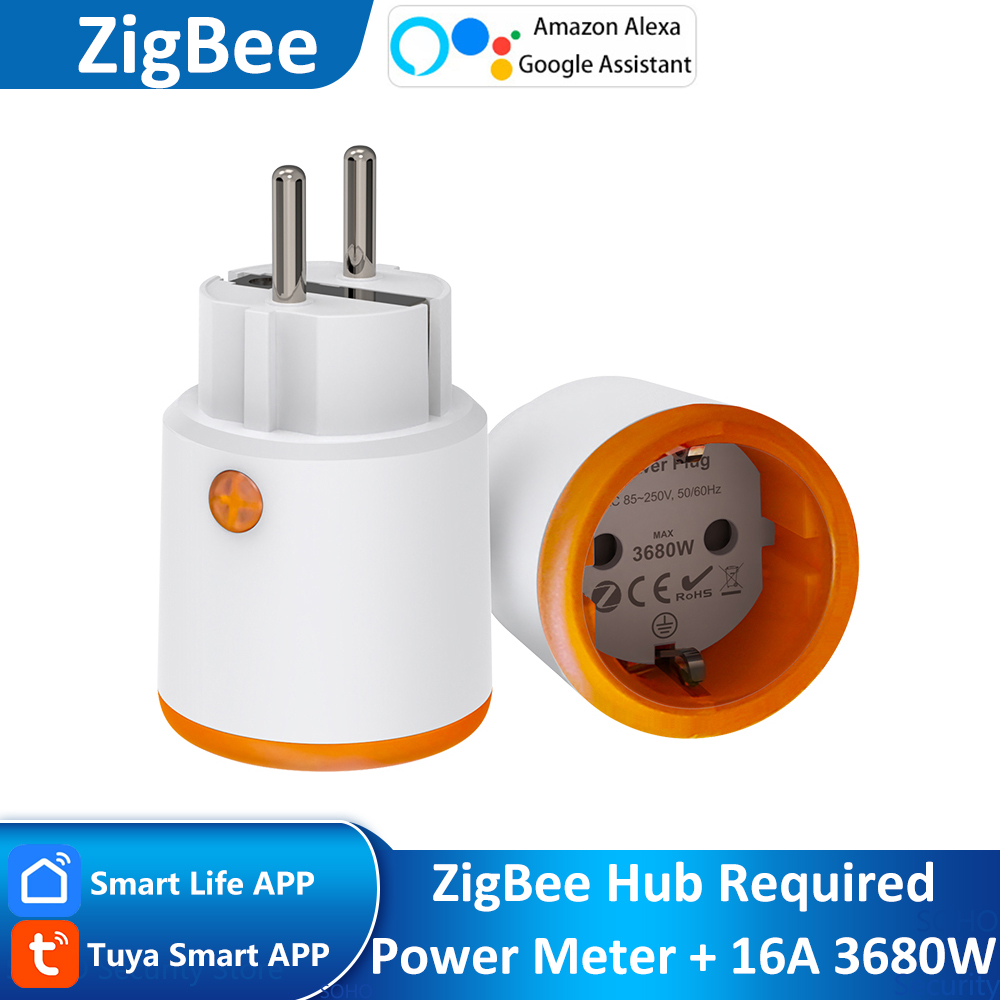 Smart Home Registration - Zigbee-インテリジェントホームパワーモニタリングプラグ,Alexa, Google, Home Assistant,Smartthings Hub, 16A,