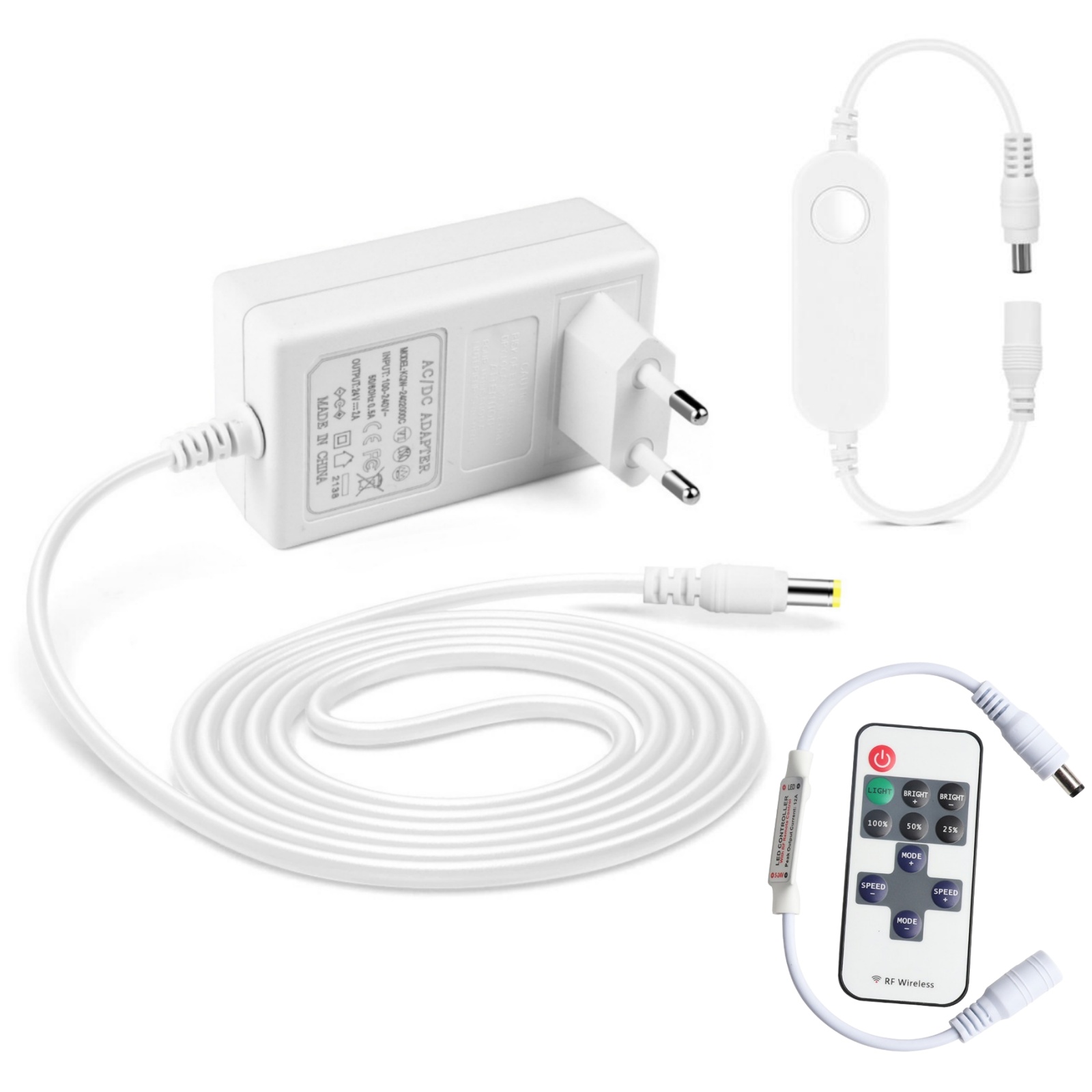 Smart Power Strip - Tuya LEDストリップコントローラーミニ 11キーRFリモコン Wifiスイッチ 12V EU/USプラグ電源