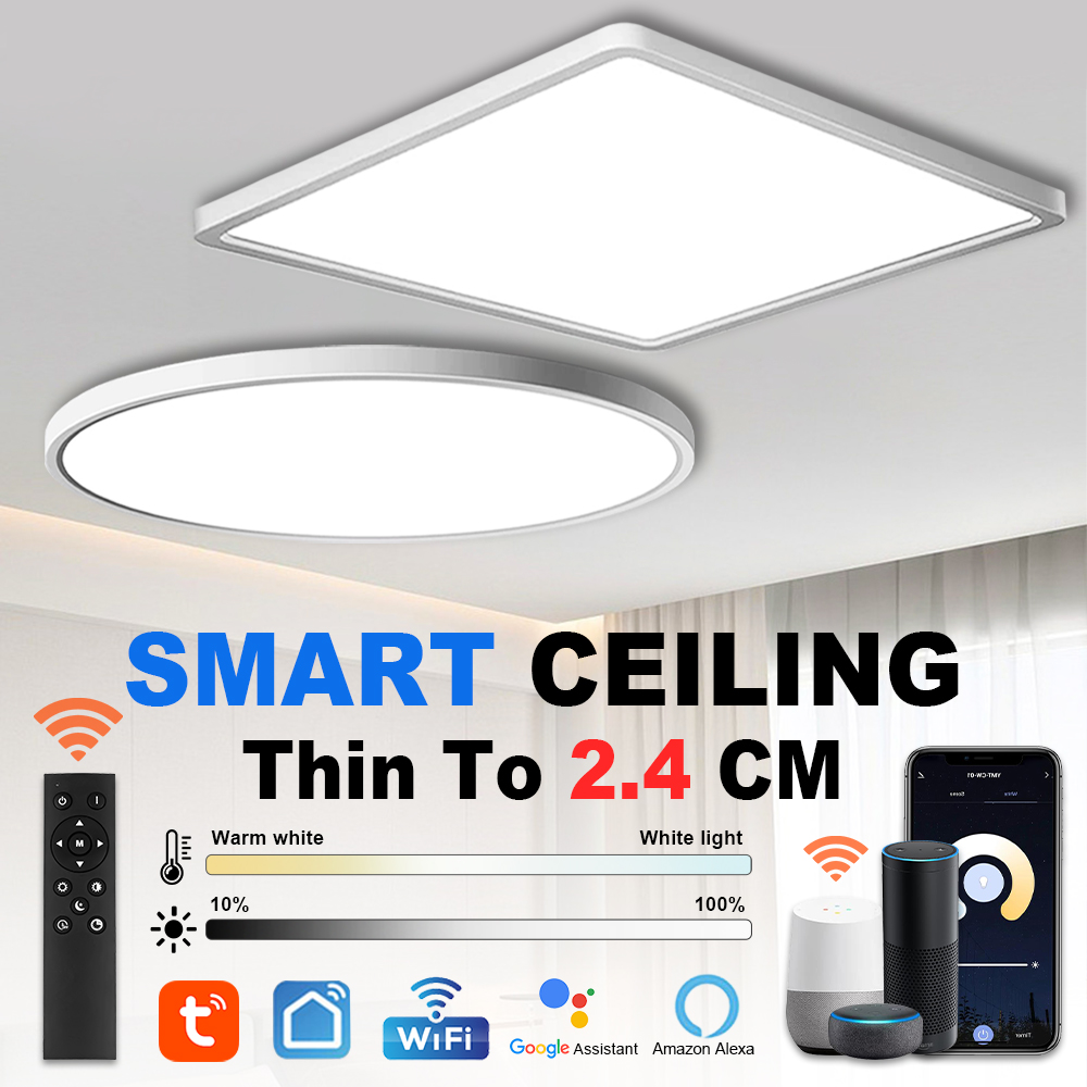 Smart Home Touchscreen Control Panel - インテリジェントLEDシーリングライト,モダンなデザイン,屋内照明,モバイルアプリケーションを介して音声が制御され,寝室,リビングルーム,キッチンに最適です。