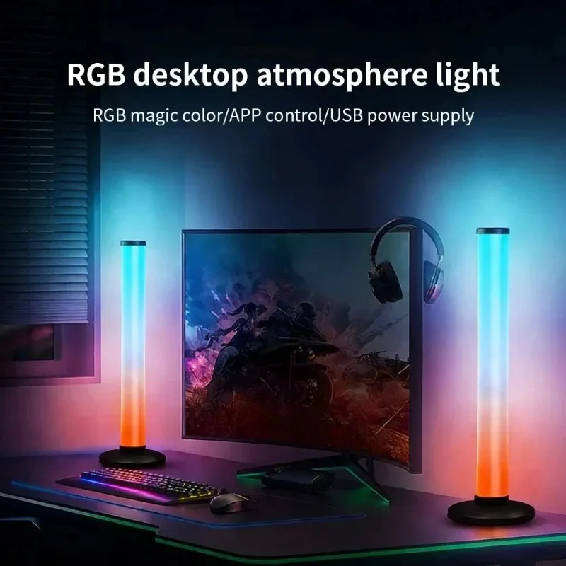 Smart Home Control - RGB LEDライトバー USB給電式、スマートTVアンビエント照明、Bluetoothアプリリモコン付き、音楽反応型ランプ、ホームデコレーション用