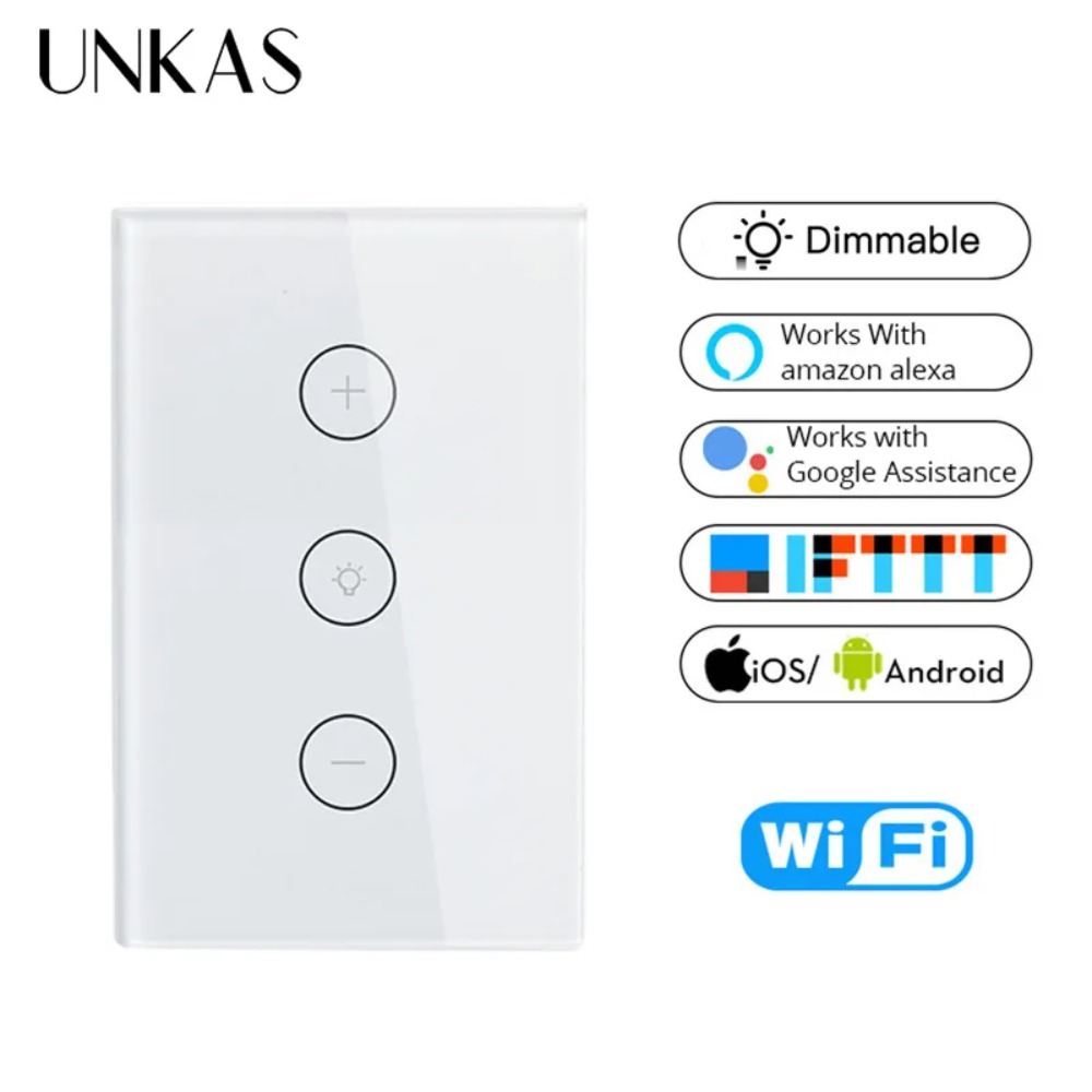 Smart Home Touchscreen Control Panel - UNKAS Life WiFi スマート調光ライトスイッチ APP リモコンは