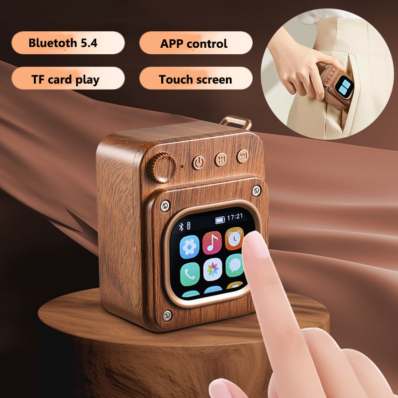 Smart Home Ynf - ミニポケットBluetoothスピーカー スマートタッチスクリーン サウンドバー ミュージックボックス ワイヤレスMP3ミュージックプレーヤー TFカード対応