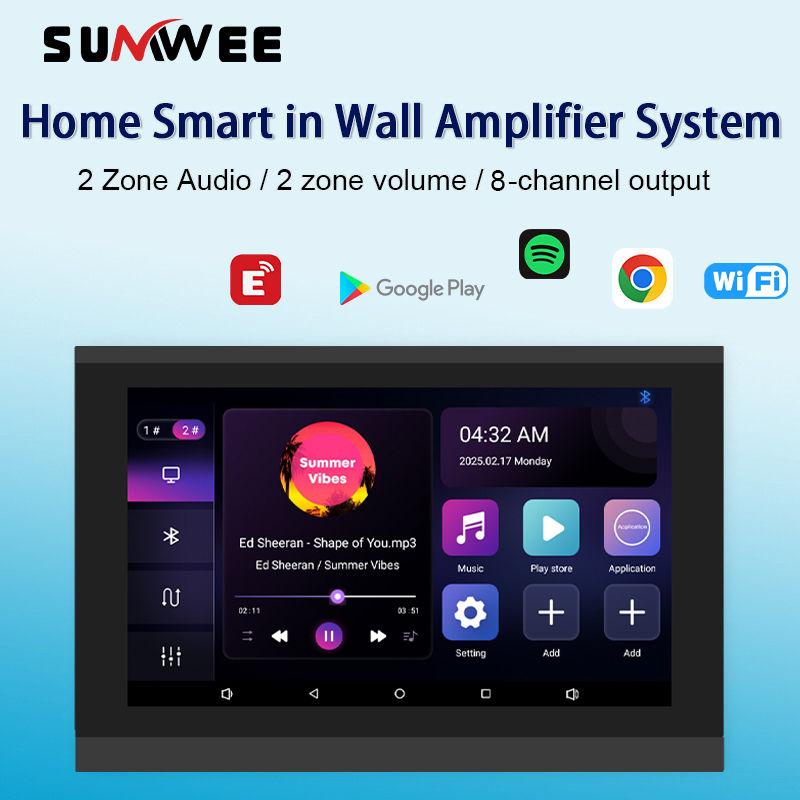 Smart Home Touchscreen Control Panel - ホームスマート Auido 壁アンプ 8x30W 電源 WIFI
