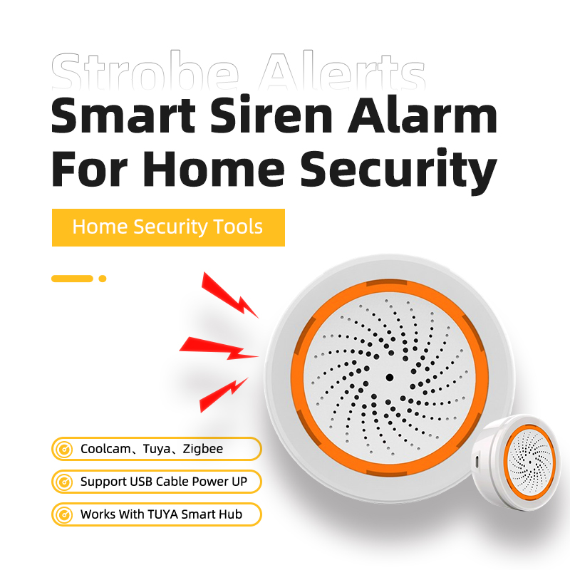 Smart Home Hub - Coolcam Tuya Zigbee スマートサイレンアラームストロボアラートホームセキュリティ用 USB ケーブル電源