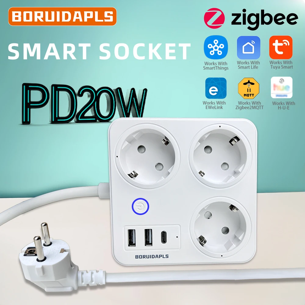 Smart Power Strip - BORUIDAPLS ZigBee EU スマート電源タップ PD20W Type-C