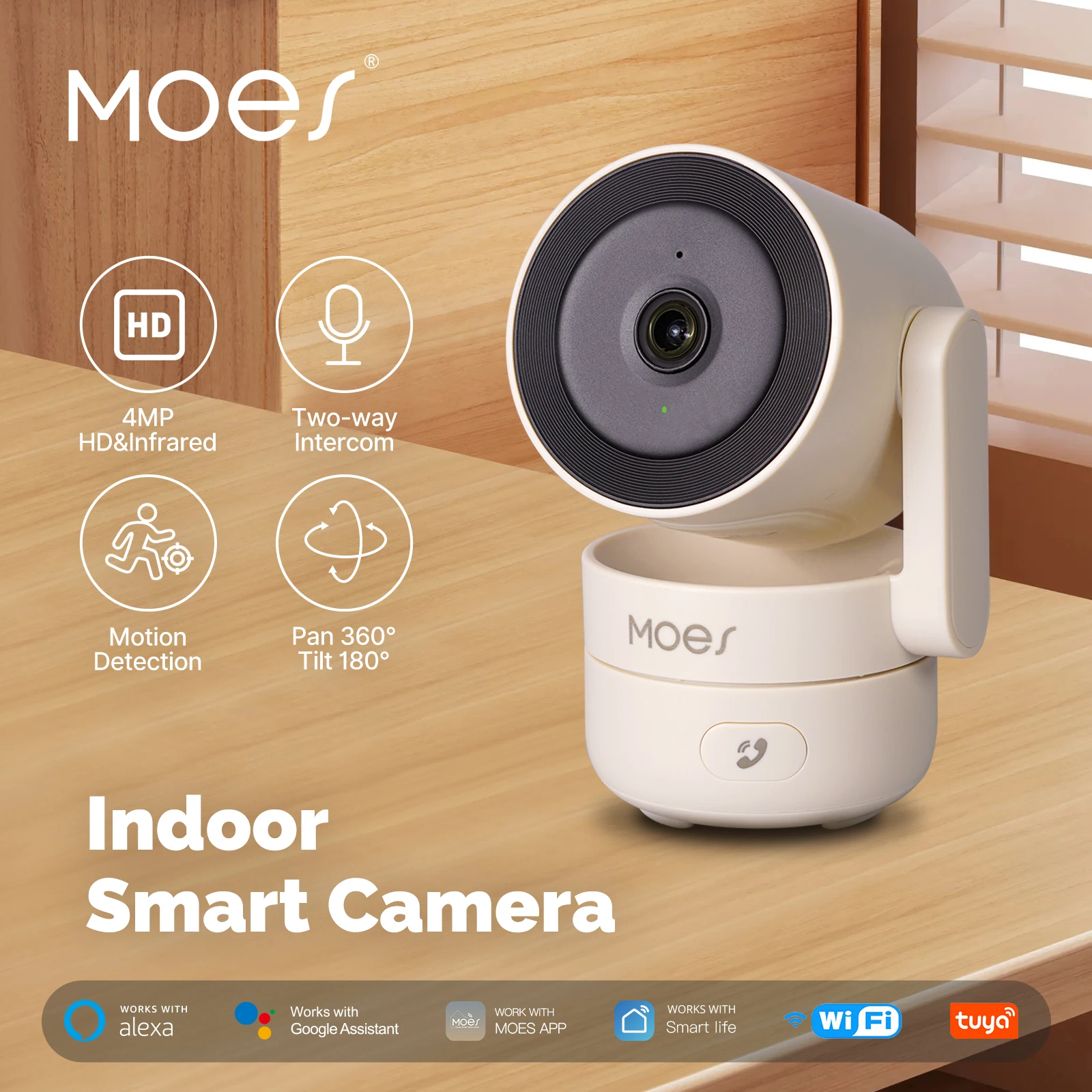 Eufy Camera E220 - MOESTuya WiFi 屋内パン/チルトスマートセキュリティカメラ 4MP HD 赤外線ナイトビジョンモーションサウンド検出モニターパノラマパトロール