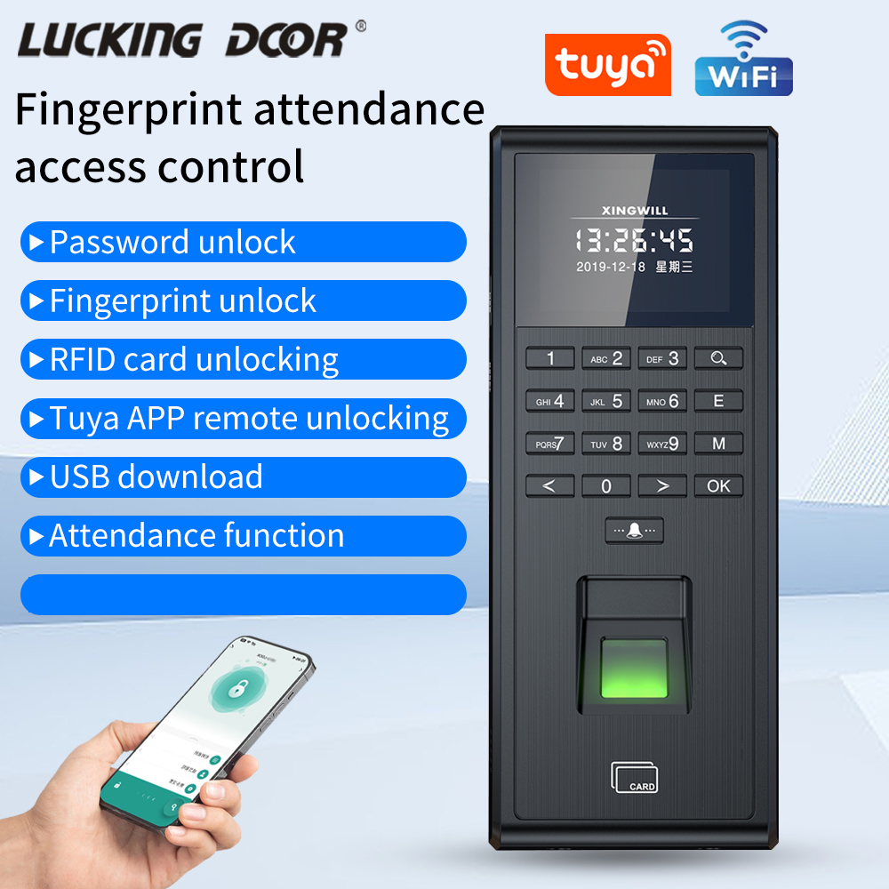 Smart Door Lock - Tuya-インテリジェント生体認証指紋認証システム,時間監視システム,1000ユーザー,wifi,wg26,アクセス制御,リーダーアプリケーション,リモートコントロール