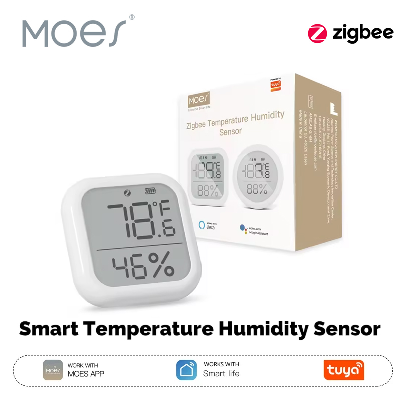 Smart Home Registration - MOES Tuya ZigBee スマートホーム温度および湿度センサー LED スクリーン付き、Google