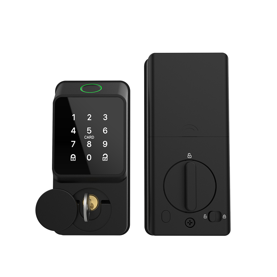Smart Door Lock - ブラックスマートデッドボルトロック指紋キーレスエントリーシングルシリンダーリムロックTuya TTLockアプリ対応住宅用玄関ドア