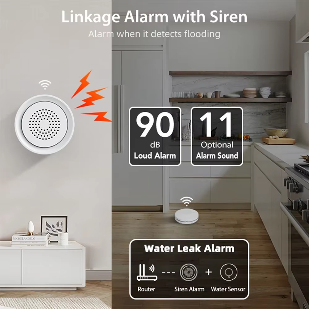 Home Automation Kit - BTLIFE-サイレンアラーム付き洪水検知器 Wifi 水漏れ検知センサーキット Tuya Smart Life