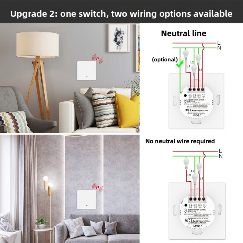 MOES Tuya ZigBee スマートボタン壁スイッチ  - Smart Home Moes のレビューと価格