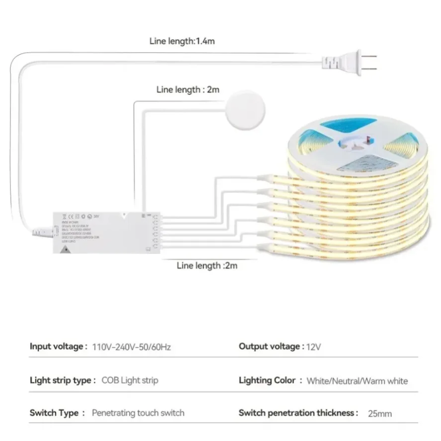 同期キャビネットライトスマートセンサースイッチCOBミラーL - Smart Power Strip のレビューと価格