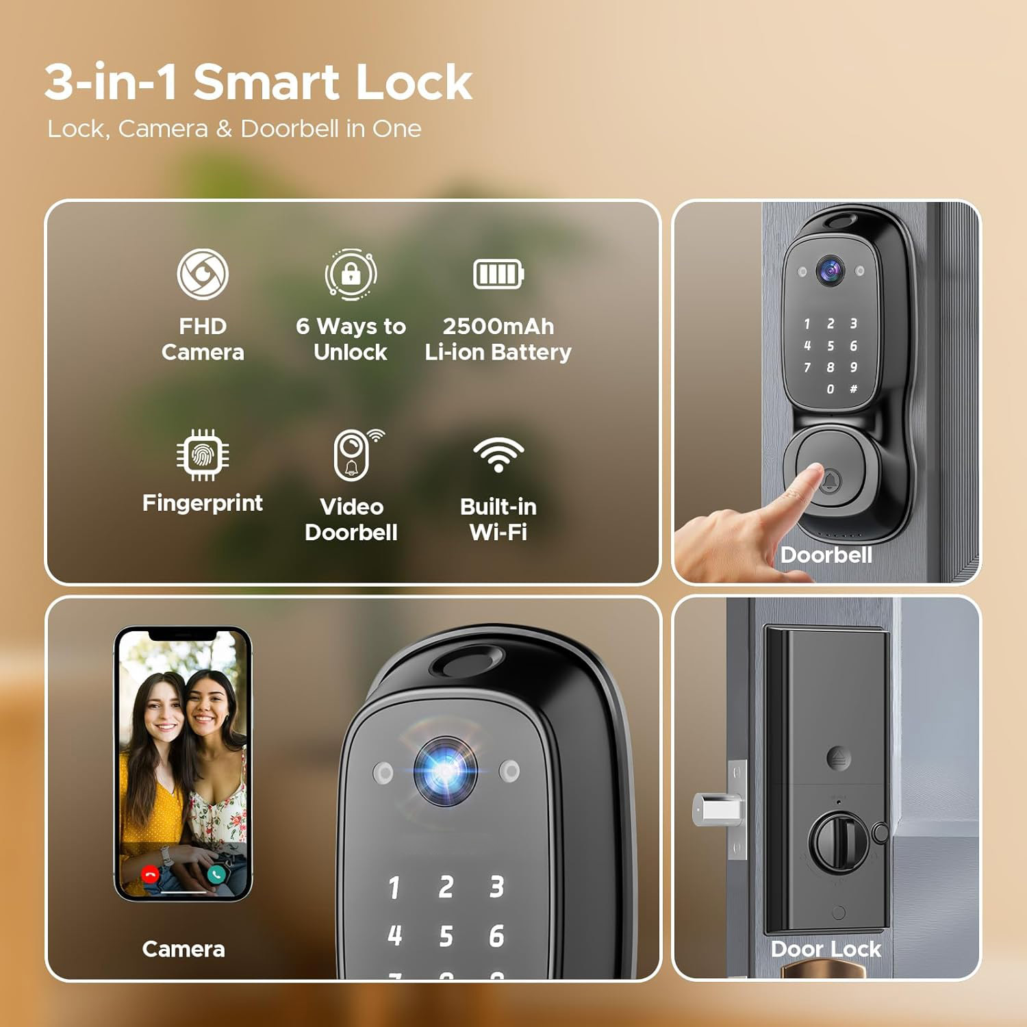 Tuya Wifiスマートドアロック ‎ カメラ＆ドアベル多 - Smart Door Lock のレビューと価格