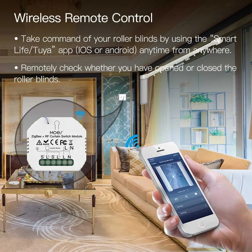 MOES ZigBee スマート RF433 カーテンスイッ - Smart Home Moes のレビューと価格