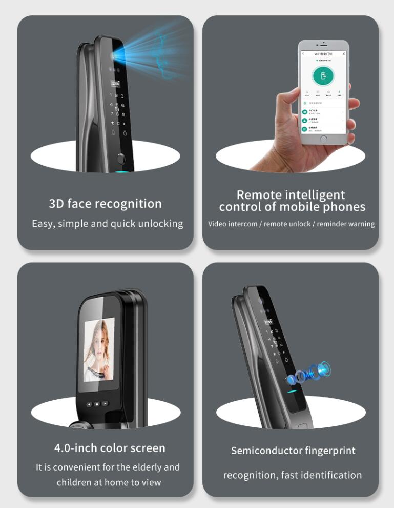 Tuya全自動スマートドアロック、3D顔認証と指紋認証による - Smart Door Lock のレビューと価格