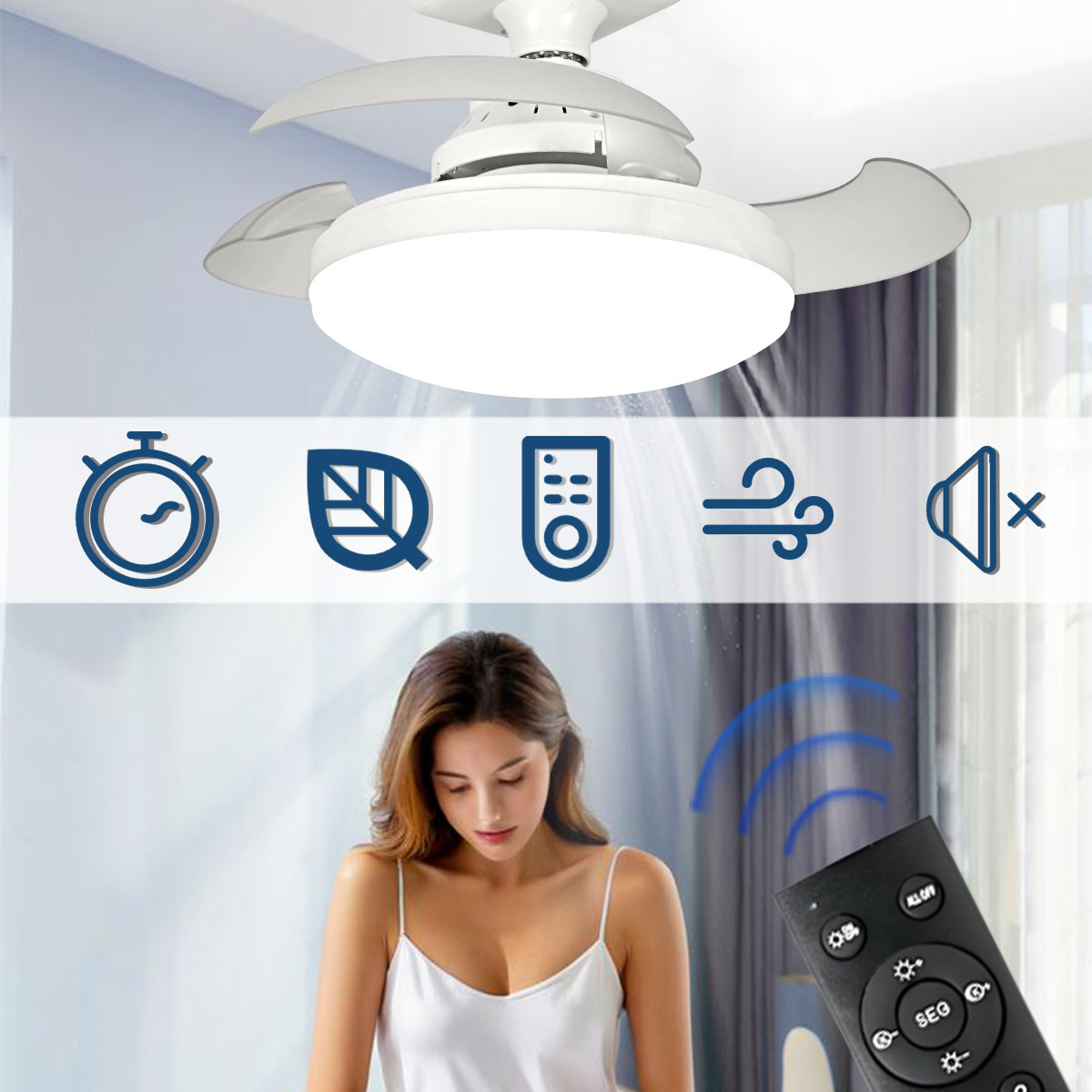 三色調光 LED E27 シーリングファンライト リモコン付 - Smart Bathroom Fan のレビューと価格