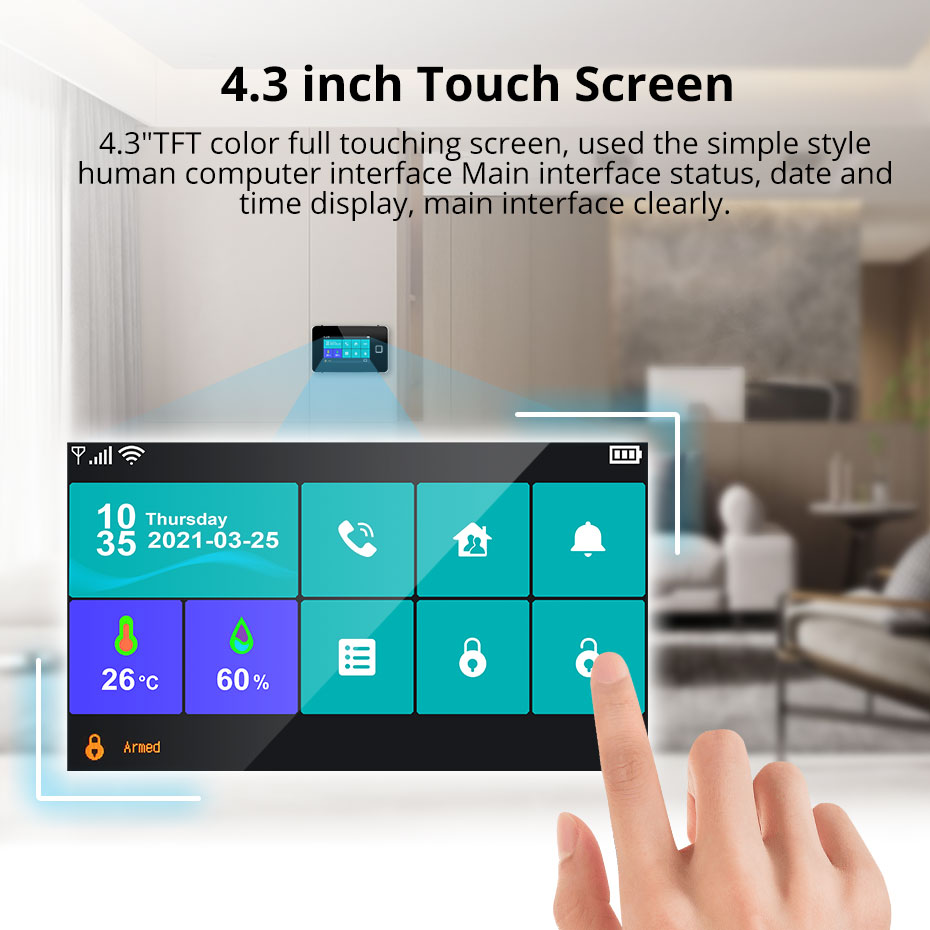 KERUI 4.3インチタッチスクリーンホームアラームシステ - Home Automation Kit のレビューと価格