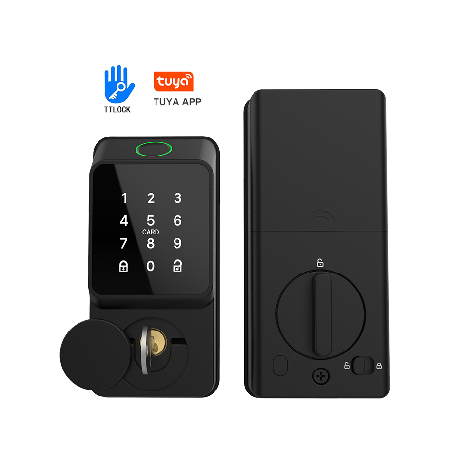 ブラックスマートデッドボルトロック指紋キーレスエントリーシン - Smart Door Lock のレビューと価格