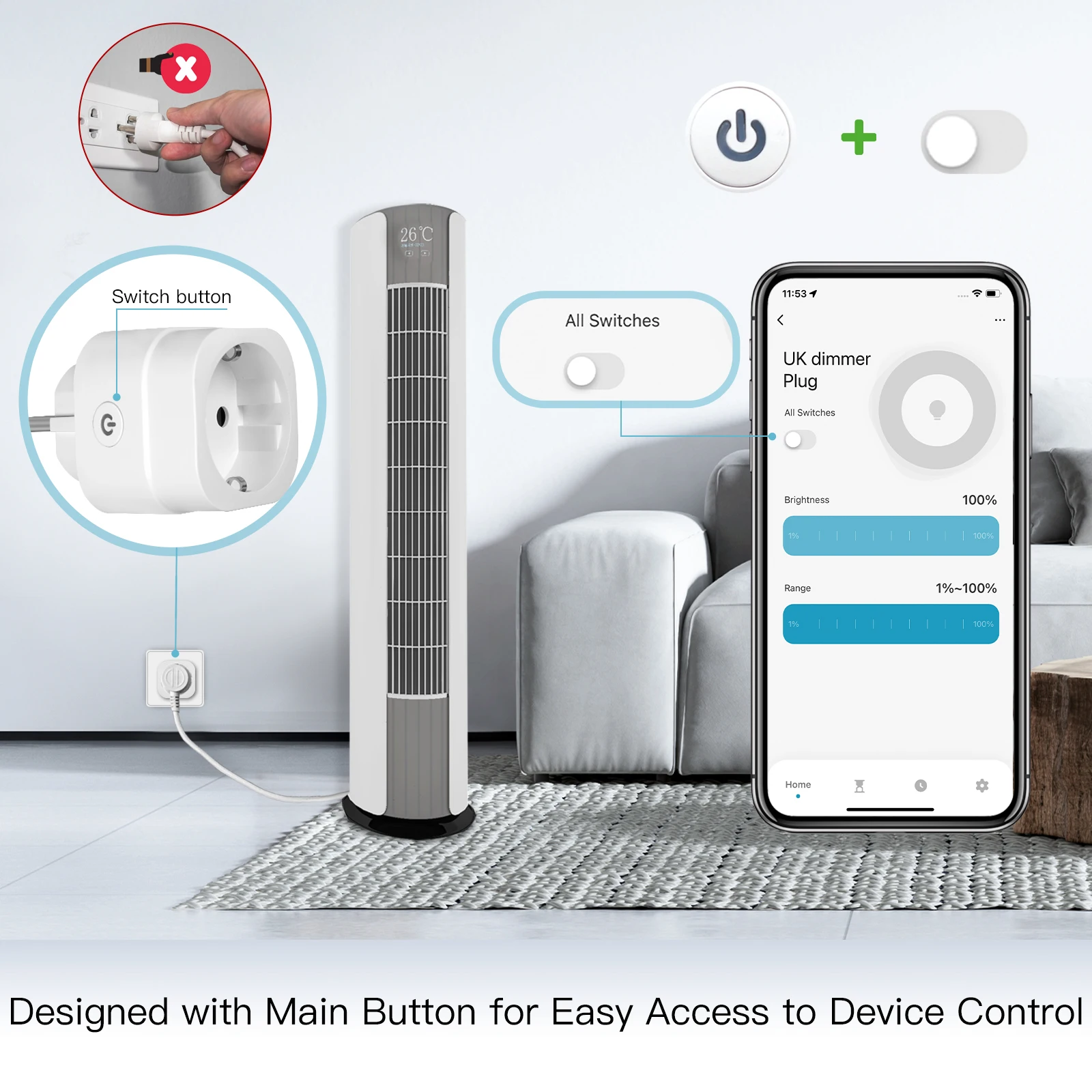 MOES Tuya WiFi スマートプラグ 調光可能な電源 - Smart Home Moes のレビューと価格