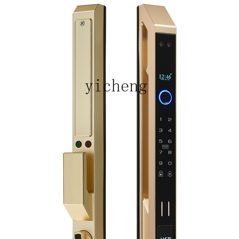 cc29自動遮断式アルミ指紋認証ロック3D顔認証水平移動スラ - Smart Door Lock のレビューと価格